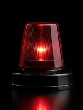 Red Emergency Warning Light on Black Background