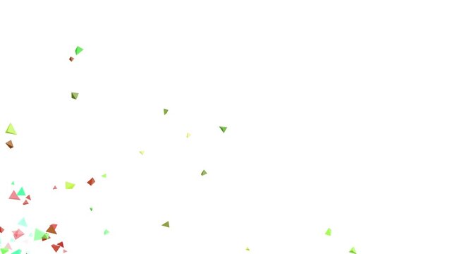 Colorful confetti explosion bursting outward on a white background and falling down, perfect for celebration or achievement overlays in video editing.