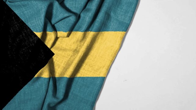 Vibrant Bahamas flag waving with luxurious satin texture - Patriotic and cultural symbol