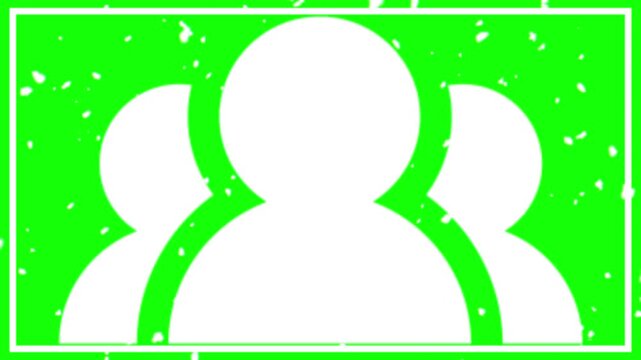 Group icon displaying three stylized human figures centered within a white rectangular frame on a bright green background, symbolizing team collaboration and social connectivity for professional use.