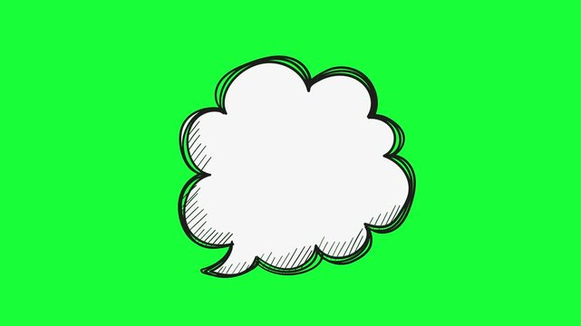 Hand drawn comic speech bubble on a bright green background