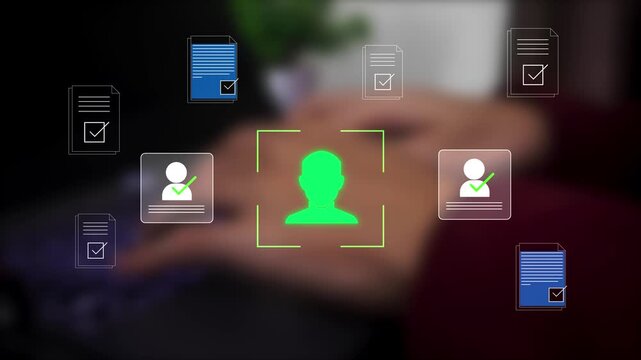 Business interview process with corporate team analyzing job applications, comparing candidates, and selecting qualified professionals for employment opportunities and company growth.