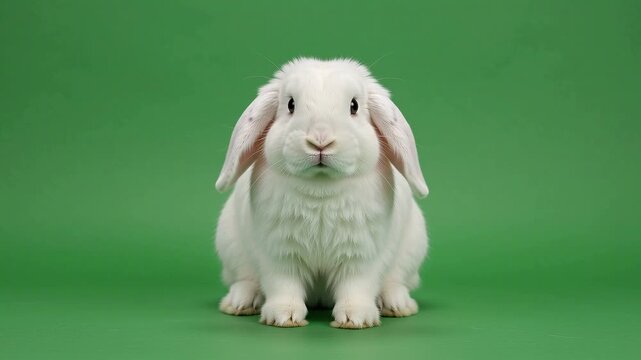 Rabbit Nodding on a Green Screen Background