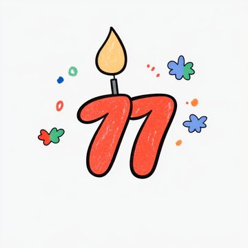 Colorful Birthday Candle Number 77 Design
