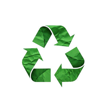 Green recycling symbol with three arrows