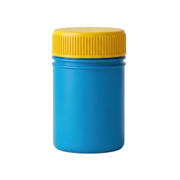 Blue plastic container with yellow lid