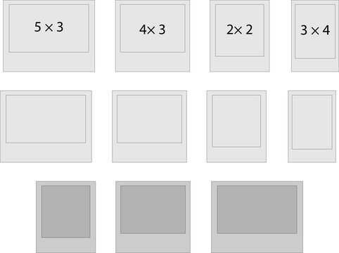 Polaroid Photo Frame Collection Set with Different Aspect Ratios and Sizes