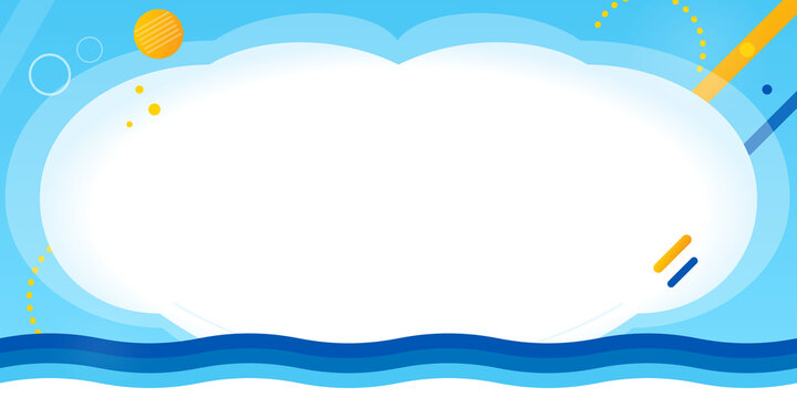 Abstract blue geometric banner template with central cloud shape frame on transparent background