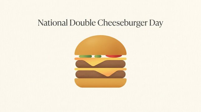 Modern Minimal Geometric National Double Cheeseburger Day Poster with Contemporary Double Cheeseburger Vector Illustration