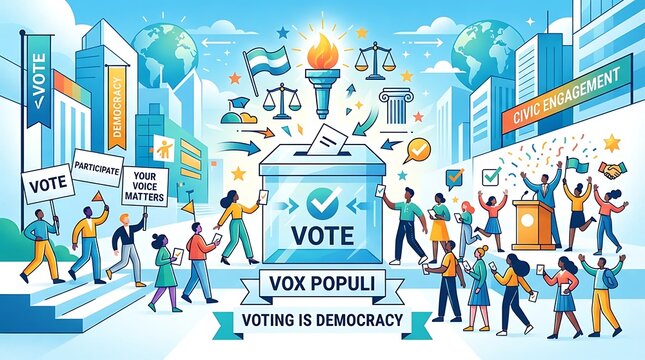 Diverse people engage in civic duty voting for democracy and participation