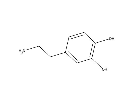 Dopamine (C8H11NO2), organic chemistry molecular structure, black skeletal formula transparent