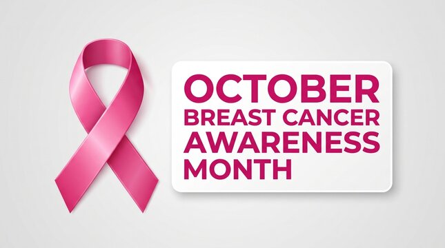 Pink ribbon symbol representing breast cancer awareness month celebrated annually throughout the entire month of october