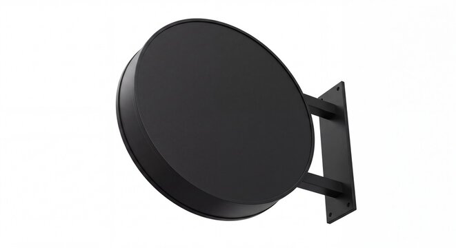 Blank black circular sign mockup isolated on white background