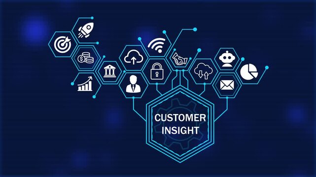 Customer Insight Concept. Business about diagram Infographics. Business, Technology, Internet and network concept. Strategy Framework for Business Growth concept. 4k video