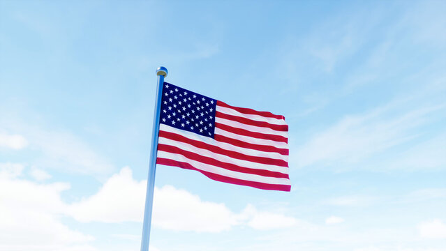 United States national flag waving, ideal for patriotism, national identity, government, elections, military, and American culture concepts.