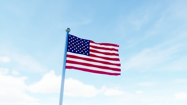 United States national flag waving, ideal for patriotism, national identity, government, elections, military, and American culture concepts.