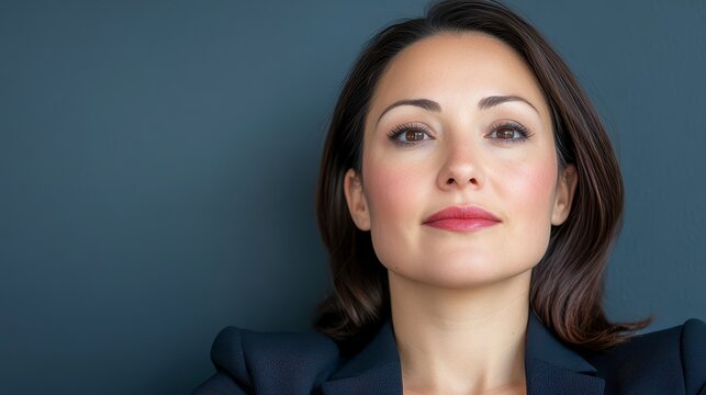 Confident Woman Portrait Against Gray Background