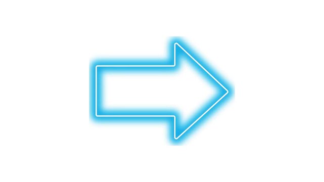 Animated Blue Neon Right Arrow on Black Background, Glowing Direction Pointer Motion Graphic Loop