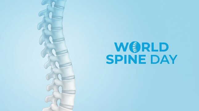 World spine day concept with a 3d illustration of a human spine