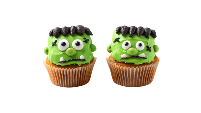 Frankenstein cupcakes sweet dessert for halloween party