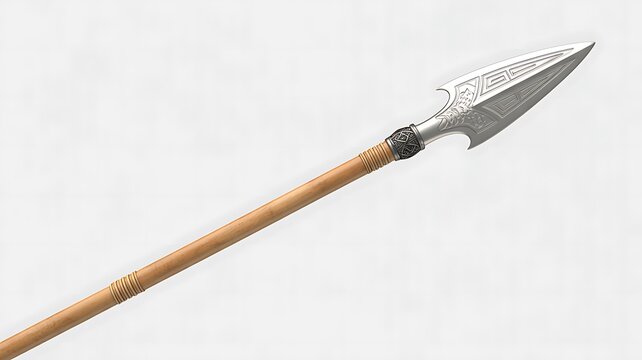 Ancient metal spear with a wooden shaft
