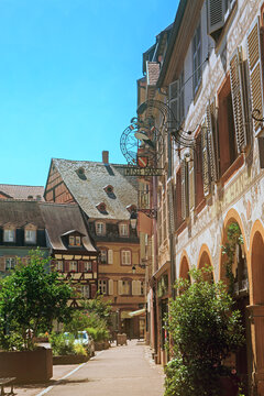 Colmar, France  A hanging sign for Mus&eacute;e Hansi a museum dedicated to the Alsatian artist Jean-Jacques Waltz, he was also a painter, a draftsman and a caricaturist.