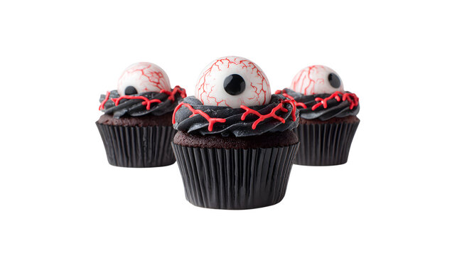 Halloween cupcakes with bloody eyeballs
