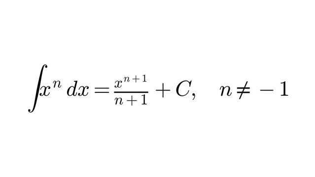Power Rule Integral, Calculus formula overlay, black transparent 4K