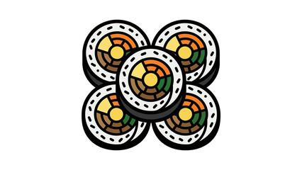 Sushi Roll Cluster Vector Illustration © Anjar
