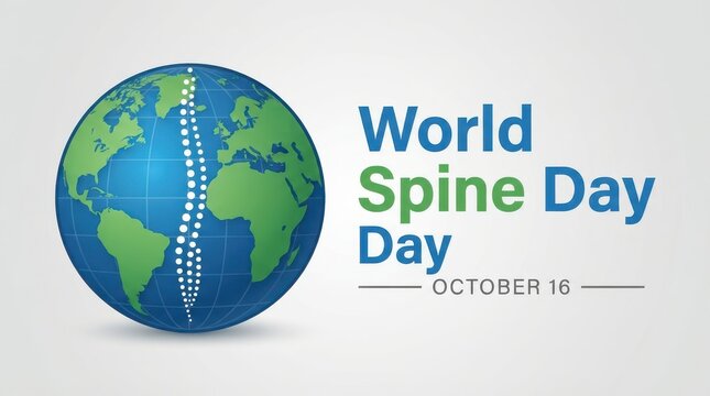 World spine day concept with globe and spinal column illustration