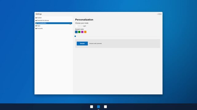 Computer Interface Settings Menu Showing Personalization Options