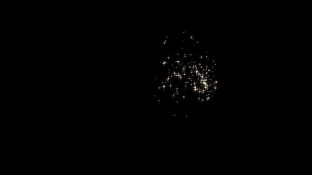 Glowing golden glitter particle dust trail, with sparkling twinkle stars, and magic line transition overlay clip for luxury video intro on dark black screen background 4k loop asset design