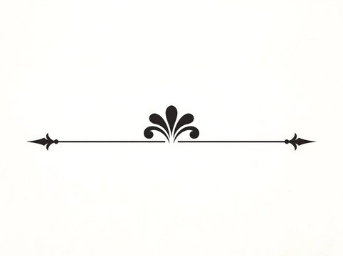 Elegant black decorative divider with floral flourish elements isolated on a clean white background