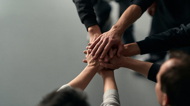 Diverse People Stacking Hands Together in Unity and Teamwork