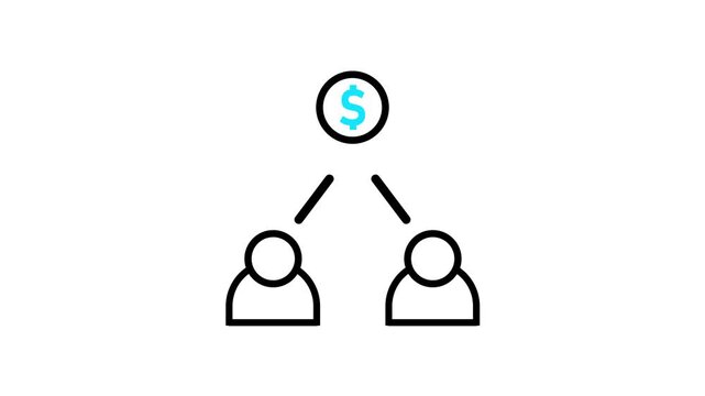 Affiliate Marketing Network Icon Animation with Income Distribution Alpha Channel Transparent Background.Revenue Sharing Icon, Profit Distribution Symbol, Financial Partnership, 4k animation .
