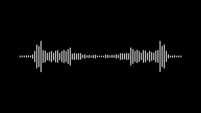Abstract audio sound visualiser wave spectrum animation on black background, white line audio wave visualisation voice record effect.audio equalizer Background Animation in 4k.