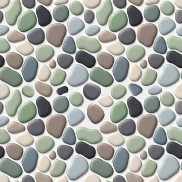 Pastel Smooth Pebble Stones Seamless Pattern | Modern Minimal Rock Texture Background