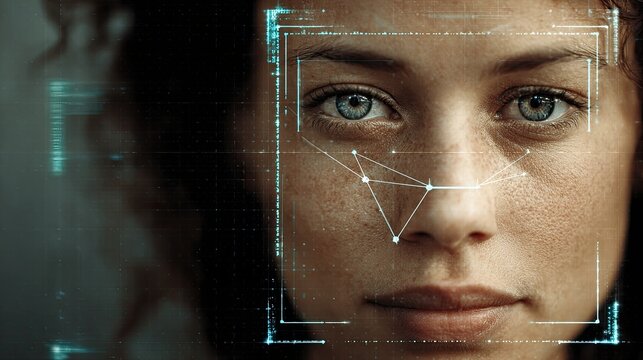 AI Facial Recognition: Woman's Biometric Scan