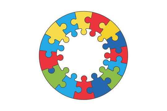 Circular Puzzle Piece Frame Vector