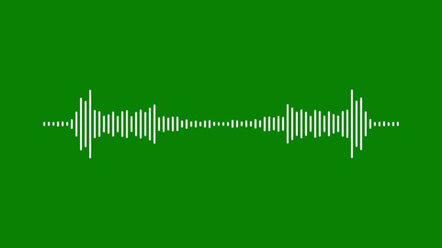 Abstract audio sound visualiser wave spectrum animation on green background, white line audio wave visualisation voice record effect.audio equalizer Background Animation in 4k.