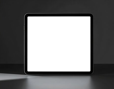 Minimalist tablet mockup on dark surface with soft shadow