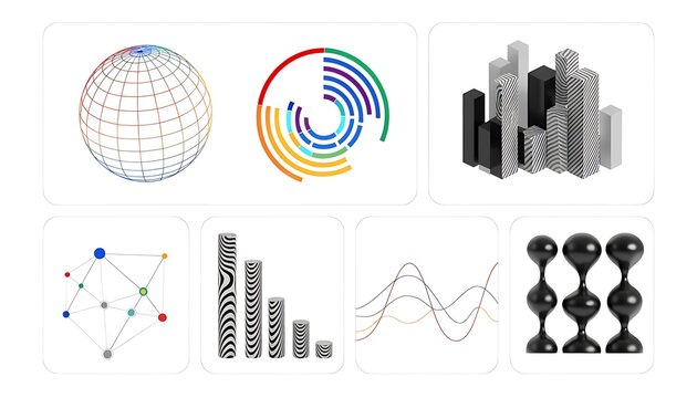 Abstract data visualization elements and statistical graphics set with visualization, graphics