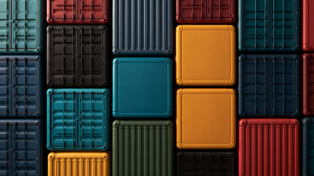 Multi Colored Cargo Containers Grid Pattern for Logistics and Trade