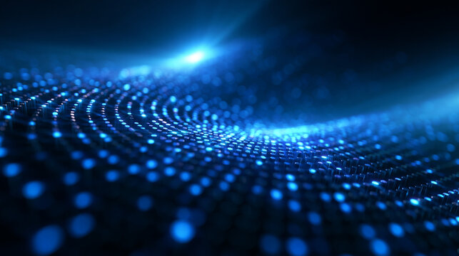 Abstract Futuristic Blue Digital Data Wave Background