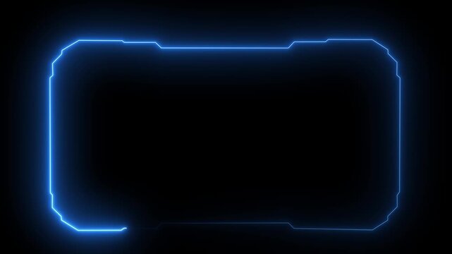 Futuristic digital HUD cyber frame technology for video overlay templates.Digital HUD futuristic motion graphic element cyber generated background. security hologram frame borde . 4k motion video.