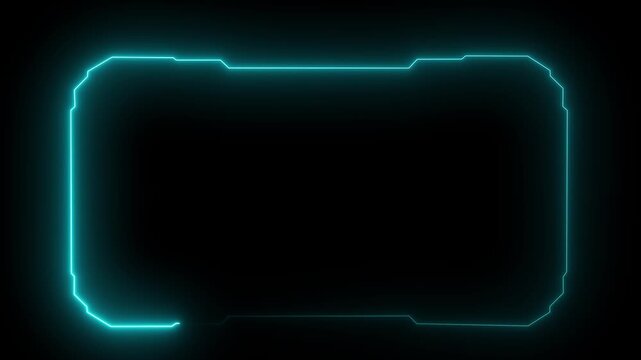 Futuristic digital HUD cyber frame technology for video overlay templates.Digital HUD futuristic motion graphic element cyber generated background. security hologram frame borde . 4k motion video.