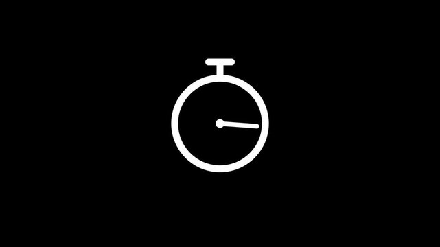 Stopwatch timer icon animation with ticking clock motion. Minimal stopwatch time indicator for countdown and timing control.Clean timer and clock animation for media and interface use.4k motion video