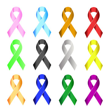 set of awareness ribbons