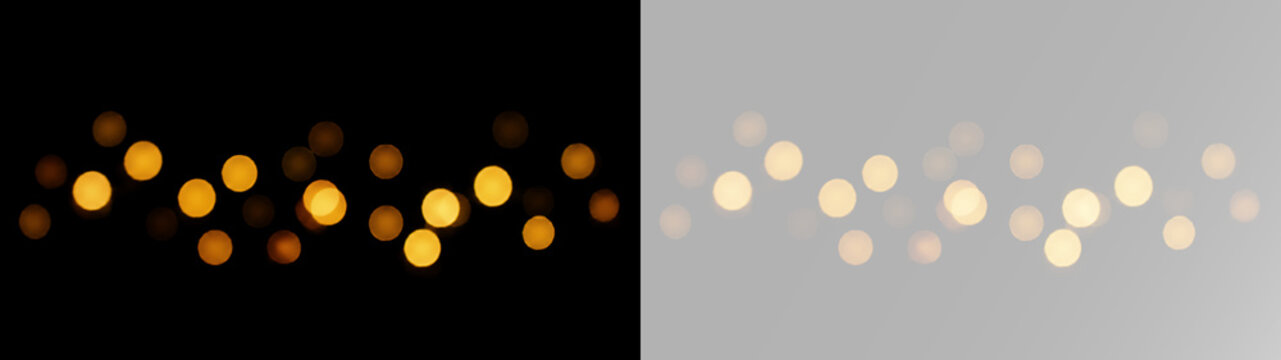 Golden bokeh dots with luminous glowing circles creating a soft scattered particle trail