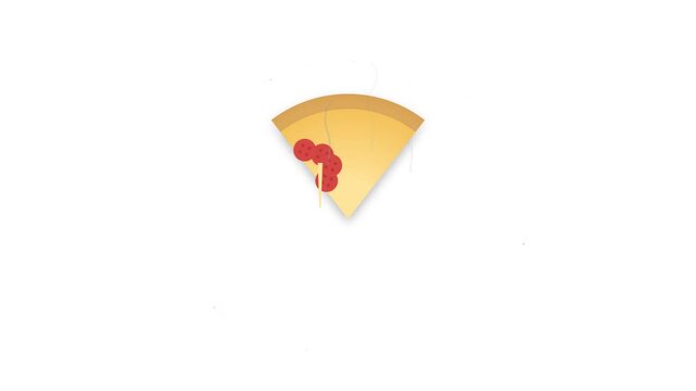 Minimalist animation of a single pizza slice with toppings